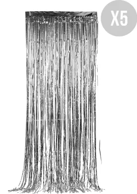 Produktbild von Vorhang-Set Silvester-Deko glitzernd 5 Stück silber 90x244cm - Einheitsgröße