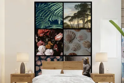 Produktbild von MuchoWow® Fototapete für Wohnzimmer oder Schlafzimmer Wandtapete Vinyl Motivtapete Collage - Milchmädchen - Vermeer - 170x260 cm - Wohnzimmertapete