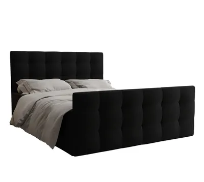 Image de AX LIVING Lit boxspring 180x200 avec sommier Orchido noir luxe confort