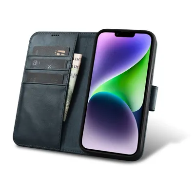 Productafbeelding van Icarer Etui Case: Telefoonschaal/hoesje van leer voor iPhone 14+, blauw