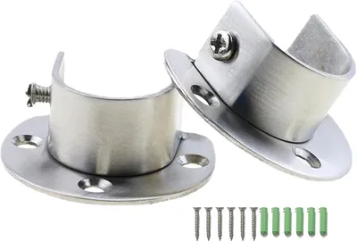Produktbild von Kleiderstangenhalter 28 mm, Edelstahl, 2er Set, einfache Montage, für Kleiderstange