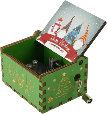 Produktbild von Mini-Musikspieluhr Holz grün, 6,5 x 5 x 4 cm, für die Weihnachtszeit