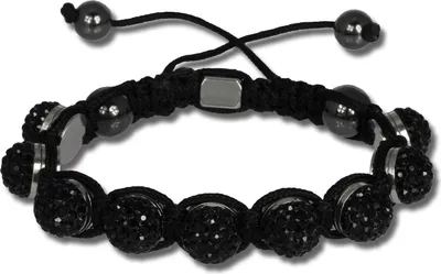 Produktbild von Shamballa Armband original Sterlinx mit 9 schwarzen Glitzerkugeln SHS90S