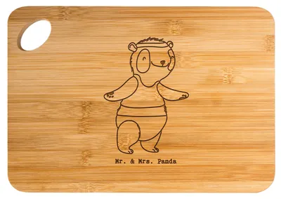 Produktbild von Mr. & Mrs. Panda Hackbrett Panda Aerobic - Transparent - Geschenk, Schneidebrett, Frühstücksbrett, Frühstücksbrettchen, schneidbrett, Fitnessstudio, Holzbrett, Fitness