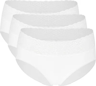 Produktbild von Speidel 3er-Pack Natalie Hüftslip Breiter dekorativer Spitzenbund, Feinripp-Baumwolle für Komfort, Flache Spitze ohne Seitennähte