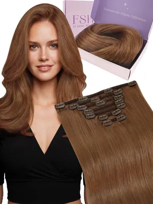 Produktbild von Haarverlängerungen aus Echthaar, Clip-In, 35 cm Länge, 120 g Gewicht, 7 Stück