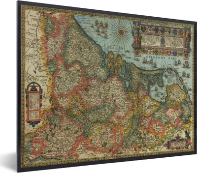 Produktbild von MuchoWow® MuchoWow® Gerahmtes Poster Historische Karte der Niederlande 40x30 cm - Poster mit zchwarzem Bilderrahmen - Kunstposter - Wanddekorationen