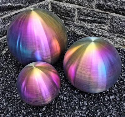 Produktbild von 3er Set Dekorationskugel 40-30-20 cm rainbow Edelstahl matt gebürstet Dekokugel