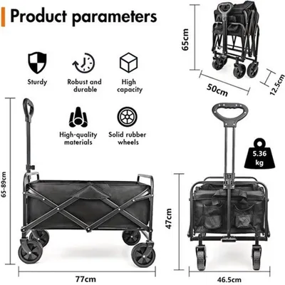Immagine prodotto di Carrello pieghevole multiuso, adatto a tutti i terreni - Grande capacità - Carrello leggero e facile da trasportare