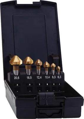 Produktbild von EXACT Kegelsenker-Set Ø 6,3-20,5mm, HSS-TIN, 90°, 6-tlg., DIN335