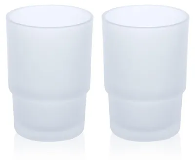 Obrázok produktu pre Sada dvoch pohárov na ústnu hygienu, matné sklo, objem 225 ml, vhodné na skladovanie a montáž na stenu