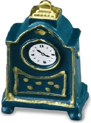 Produktbild von Blaue Metallkaminuhr im Maßstab 1:12 – Miniatur für Puppenhaus