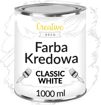 Zdjęcie produktu dla Creative Deco Farba Kredowa 1000 ml | Matowa i Zmywalna |Biały| Idealna do renowacji mebli, decoupage’u i dekoracji