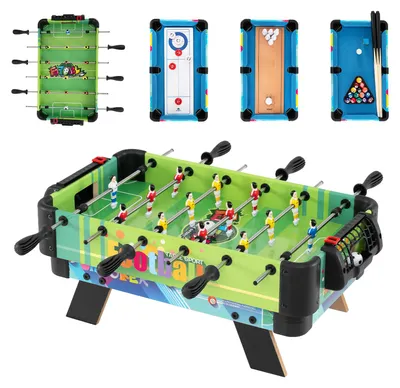 Produktbild von COSTWAY 4 in 1 Spieltisch Set, Multifunktionstisch mit Kickertisch, Billardtisch, Bowlingtisch & Tischhockey, Kickertische für Kinder & Erwachsene