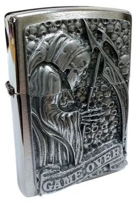 Obrázok produktu pre Zapa?ova? Zippo Reaper Game Over 3D chrome benzínový vetruodolný kovový