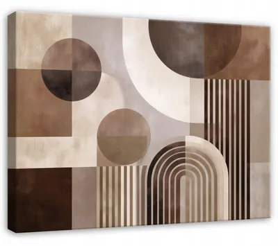 Produktbild von Leinwandbild Abstraktion Geometrisch Boho - 120x80 cm - Wandbilder Wohnzimmer Schlafzimmer - Leinwand Leinwandbild Braun - PP16131O20