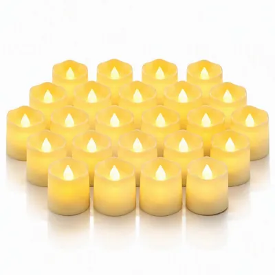 LED-Teelichter, 24 Stück, flammenlos, warmes Licht, Batterie