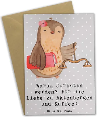Produktbild von Mr. & Mrs. Panda neujahrskarte Juristin Liebe - Grau Pastell - Geschenk, einladungskarten, hochzeitskarten, kreative Geschenke, Grußkarten, glückwunschkarten, Mandanten