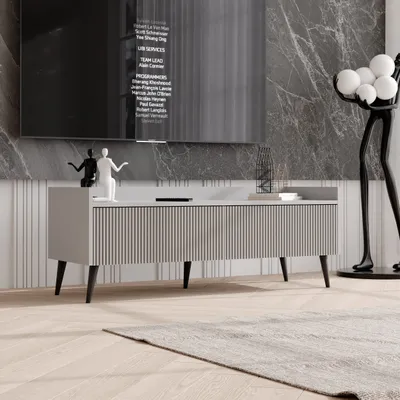 Produktbild von IDOHOME-TV-Schrank SCALA 120 cm Kaschmir Beinen Fernsehschrank gerrifelten Fronten Moderner TV-Lowboard Medienmöbel