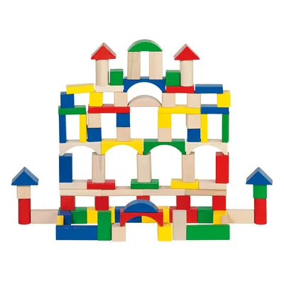 Image de Goki Wooden Building Blocks in Tub - Colour, 100dlg.
