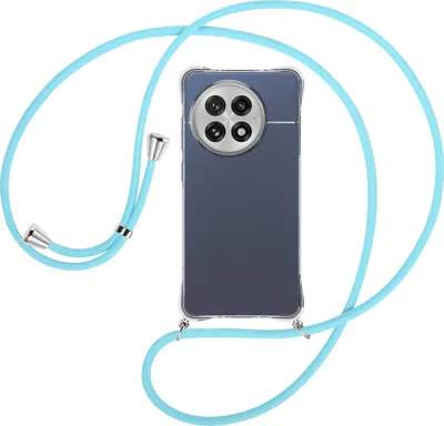 Produktbild von Handykette Backcover-Schutzhülle mit Band (Metall silberfarben) für OnePlus ACE5 5G - himmelblau
