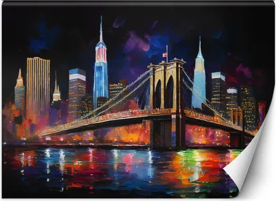 Immagine prodotto di Murale XXL città ponte astratto new york carta da parati 400x280 cm colore Tema colorato Astratti