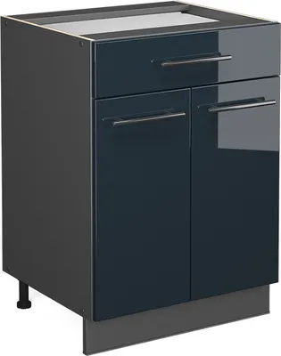 Obrázek produktu pro Spodní skříňka kuchyňské linky Vicco Fame-Line Tmavě modrá s vysokým leskem 60 cm se zásuvkou, bez pracovní desky, Model 48801