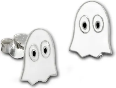 Image de Boucles d'oreilles Teenie-Weenie pour enfants 925 argent blanc fantômes SDO8142W