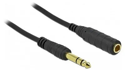 Immagine prodotto di Delock Klinkenverlängerungskabel 6,35 mm 3 Pin Stecker zu Buchse 5 m schwarz