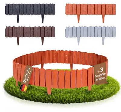 Image de Bordure de pelouse aspect bois - Couleur : terracotta - Longueur : 57 cm - Quantité : 20 pièces