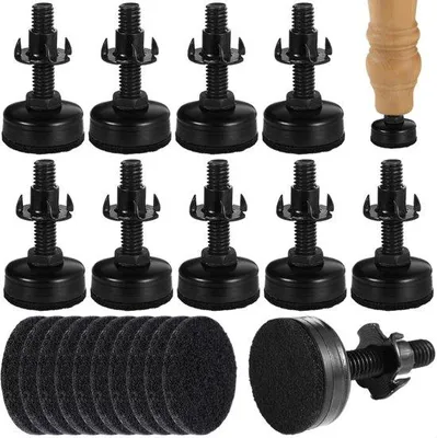 Produktbild von 20 Stahl verstelbare Mebelbeenleveler mit Lederpads und T-Schrauben, 3/8-16 Gewinde, ideal für Tische, Schränke und Barhocker