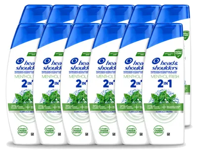 Produktbild von 12 x Head & Shoulders 2-in-1 Menthol Fresh Anti-Schuppen Shampoo 300 ml - Vorteilspackung - 12 Stücke