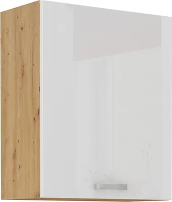 Produktbild von Hängeschrank 60 cm Eiche Artisan + Weiß Hochglanz Küchenzeile Küchenblock Küche