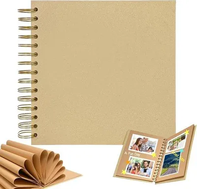 Produktbild von DIY Fotobuch - 20,5 x 20,5 cm - 40 Blätter - 80 Seiten - Fotobuch - Spiraalgebundenes Buch aus Karton - für Reisen und Urlaub