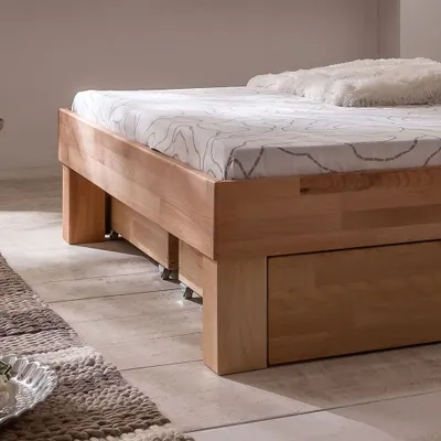 Produktbild von Futonbett Schlafzimmer Bett Kernbuche massiv Holz geölt Judith 180x200cm