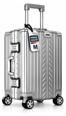 Produktbild von WINLIFE® 53cm Reisekoffer Größe M – Hartschale, Aluminiumrahmen, TSA-Zahlenschloss, 4 Rollen, Leichtgewicht Trolley, Handgepäck Koffer Silber