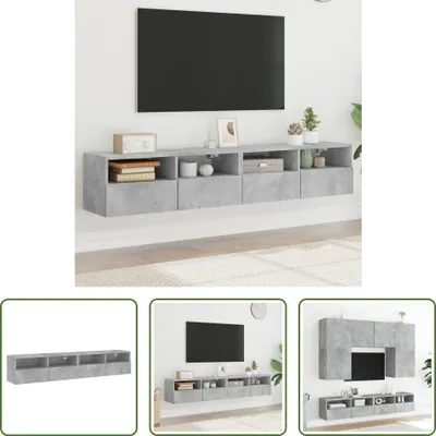 Produktbild von The Living Store TV-Wandschränke 2 Stk. Betongrau 80x30x30 cm Holzwerkstoff