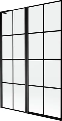 Produktbild von Mexen Mist L Wannenabtrennung 2-flügelig links 120 x 150 cm, schwarzes Gitter, schwarz - 8A9L-120-011-70-77-L