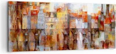Produktbild von Bild auf Leinwand - Leinwandbild - Stadt Mietshaus - 100x40cm - Wand Bild - Wanddeko - Wandbilder - Leinwanddruck - Bilder - Kunstdruck - Wanddekoration - Leinwand bilder - Wandkunst - AB100x40-3476