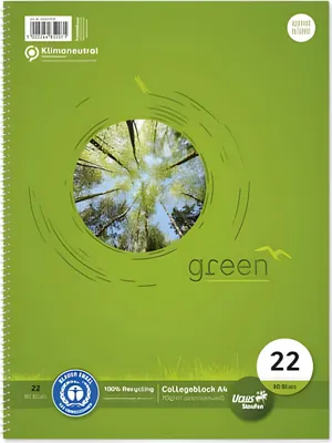 Image de Staufen® green 608570020 Collegeblock LIN22 - A4, 80 feuilles, 70 g/qm, quadrillé
