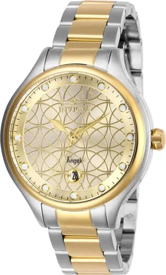 Produktbild von Invicta Angel 27435 Damenuhr - Quarzwerk - Edelstahl mit goldenem Zifferblatt - 38 mm