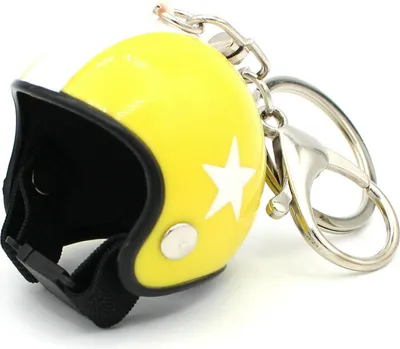 Produktbild von Helm XL Retro Star Schlüsselanhänger – Motorrad Helm Anhänger mit Verschluss – Ø 45 mm S134 Gelb