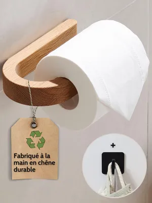 Obrázok produktu pre DEKAZIA® Drevený držiak na toaletný papier | Držiak na toaletný papier bez vŕtania | Držiak na toaletný papier bez vŕtania | Držiak na toaletné rolky bez vŕtania | Držiak na toaletný papier