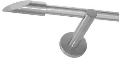 Produktbild von Gardinenstange Set Edelstahl Look Metall Ø 16mm zur Wandbefestigung 1-lauf Modern Schräge, Länge wählbar H12E15