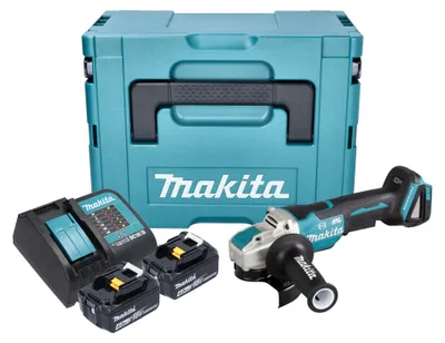 Produktbild von Makita DGA 520 SGJX1 Akku Winkelschleifer 18 V 125 mm X-LOCK Brushless + 2x Akku 6,0 Ah + Ladegerät + Makpac