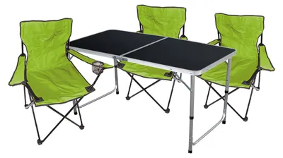 Image de set de meubles de camping 4 pièces Lime Table réglable en hauteur + chaises