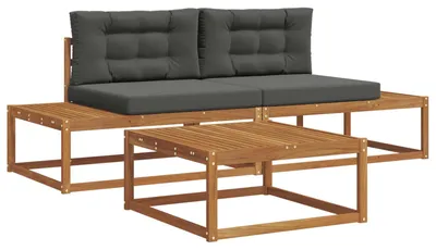 Image de Ensemble de canapés d'extérieur vidaXL avec coussins, couleur naturelle et anthracite