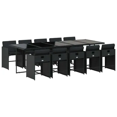 Produktbild von vidaXL 11-tlg. Garten-Essgruppe mit Kissen Schwarz Poly Rattan