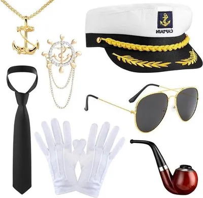 Immagine prodotto di Set di costumi per adulti, 7 pezzi, con berretto da capitano, per feste