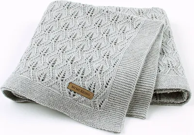 Produktbild von Babydecke 100 x 80cm Kinderdecke 100% Baumwolle Baby Kuscheldecken Weich Strick Decken Grau
